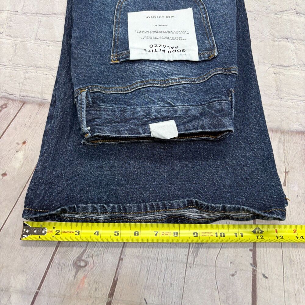 Good American Good Petite Palazzo Wide Leg Jeans Size 14/32 Denim C131 -15 - Picture 9 of 16